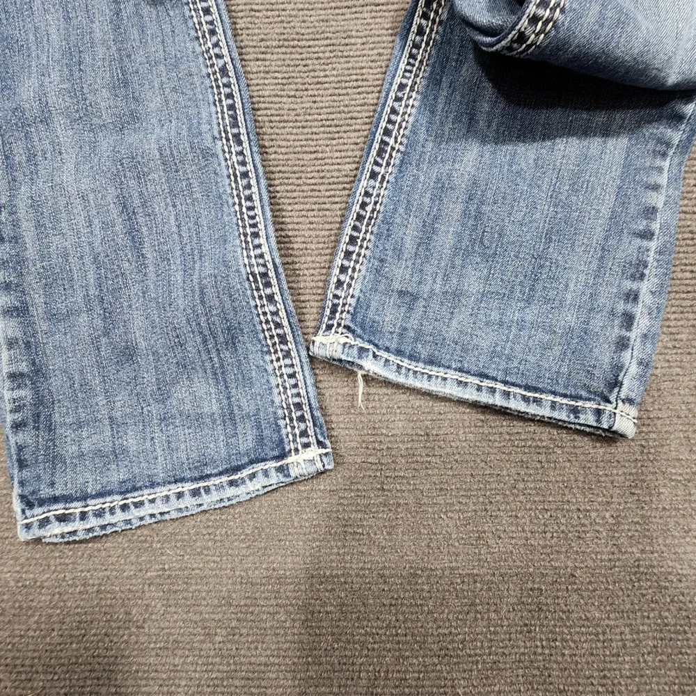 Silver Jeans Suki Flap Jeans Women 27 Blue Distressed Mid Rise Bootcut Denim